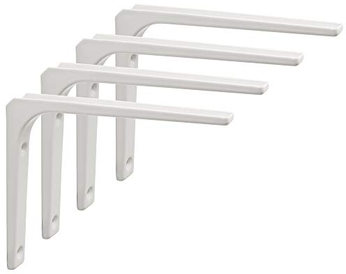 SAYAYO Regalwinkel Schwerlast Regalhalterung Regalträger Weiss Regalhalter Metall 90 Grad L-förmige 4 Stück Winkel Regal 150x125 für Wandhalterung Regal, Eckregal, Hölzern Möbel