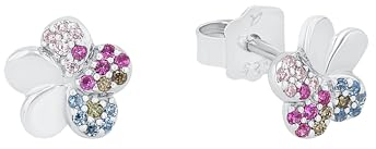 Prinzessin Lillifee Ohrstecker 925 Sterling Silber Mädchen Kinder Ohrschmuck, mit Zirkonia synth., 0,8 cm, Silber, Blume, Kommt in Schmuck Geschenk Box, 2027898