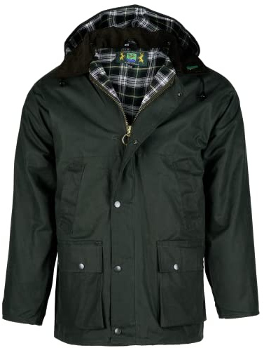 Romneys Wachsjacke Country – klassische englische Outdoorjacke aus gewachster Baumwolle, wasserdicht & winddicht, robuste Regenjacke mit Kapuze für Damen und Herren