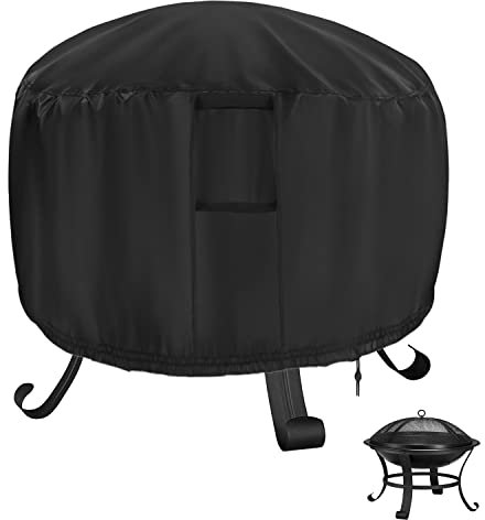 Rilime Housse de foyer ronde, 56 cm de profondeur et de 55,9 cm de haut - Imperméable et robuste - Pour petit foyer d'extérieur - 55,9 x 55,9 cm
