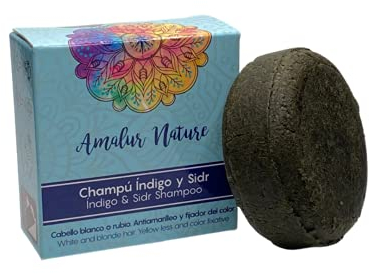 Indigo & Sidr sulfatfreies festes Shampoo - Blonde und graue Haare - 100 Gramm - Amalur Nature
