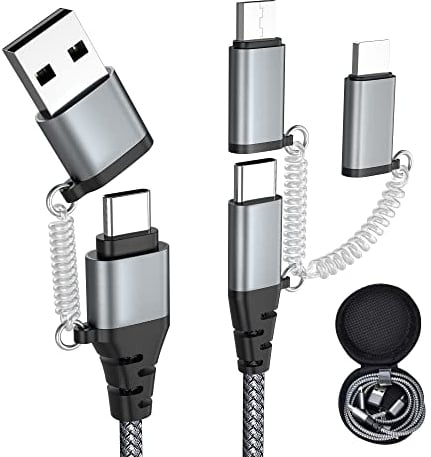 Multi USB Kabel, USB C auf USB C Kabel Nylon Mehrfach Universal ladekabel USB A/USB C auf Lightning/Mikro USB/Typ C 60W PD 3.0 3A Schnellladekabel für iPhone Laptop Tablet Samsung Galaxy Huawei