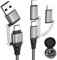 Froggen Multi Cable de Carga Rápida, USB C/USB A a iPhone/USB C/Micro 60W PD 3.0 Nylon Trenzado y Sincronización Compatible con iPhone Pad Galaxy Huawei Xiaomi OnePlus Realme (Negro,1m)