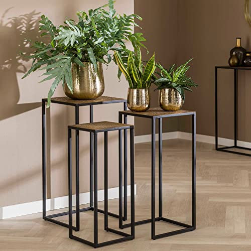 Maison ESTO 3er Set Blumensäulen Metall antikbronze schwarz Beistelltische Anstelltische