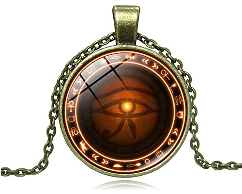 Auge des Horus Halskette für Damen Herren mit Anhänger,Kette für Frauen Männer,CQHODFYA Schmuck Geschenkidee,Ägyptisches Halskette mit 18 Kette +2 Verlängerung -Mit Schmuckschachtel