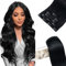 Elailite Clip in Extensions Echthaar, 5 Pcs Remy Haarverlängerung mit 12 Clips, 35cm-60g Glattes Haarteile Natürlich Haarextension für Frauen Damen #1 Schwarz