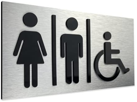 ALÚMADESIGNCO Picto WC Unisex - Pictogramme Toilette - Panneau toilettes, Porte Panneaux Homme & Femme, Signalétique wc Originale, Pancarte Toilet, Plaque Symbole Hommes Femmes