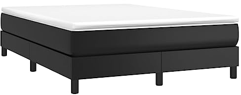 vidaXL Bettgestell, Polsterbett Bett für Schlafzimmer, Bettrahmen mit Lattenrost, Kunstlederbett Doppelbett, Schwarz 140x200cm Kunstleder