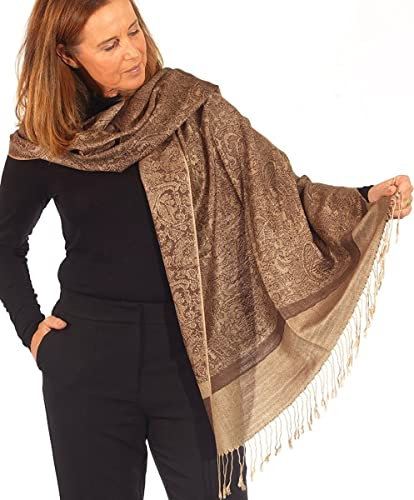 PashminaShine-Weich wie Kashmir-Seide Leicht-Schal Sommer-Halstuch-Schal Herren-Schals und Tücher für Damen-Pashmina für damen-Geschenke für Frauen (Kaffeebraun)