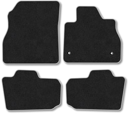 Nissan Leaf (2010-2018) Car Mats Accessories Tailored Fit Carpet Floor Mats Non Slip Grey Trim Accessory Compatible Front Rear Set Anti Slip Full Coverage Granulated Backing Hand-Finished Clips