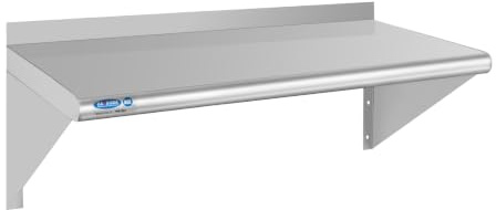 HARDURA Edelstahl-Regal, NSF kommerzielle Wandmontage, Metall, schwebendes Regal mit Spritzschutz und 2 Halterungen für Restaurant, Waschküche und Zuhause, 30,5 x 61 cm