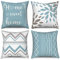 Hnmdmyi Kissenbezug Hellblau 40x40 4er Set, Home Sweet Home Blumen Boho Geometrisch Dekorative Kissenbezüge Modernes Bauernhaus Leinen Kissenhülle für Sofa Couch Bett Garten Outdoor Home Decor