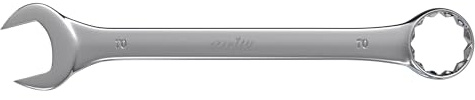 MJW Ringschlüssel 70 mm - Maul-Ringschlüssel aus CrV Stahl, DIN 3113 15° abgewinkelter Ring & Gabel ergonomischer Griff Werkzeug für Werkstatt