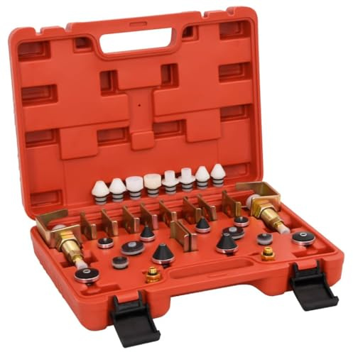 vidaXL Kühlsystemtester Set, Prüfer für Auto Kühlsystem, Kfz AC Leckdetektor für meisten Kfz Klimaanlagen, Kfz Lecksuch Set Klimaanlage Lecksuche Werkzeug, Rot