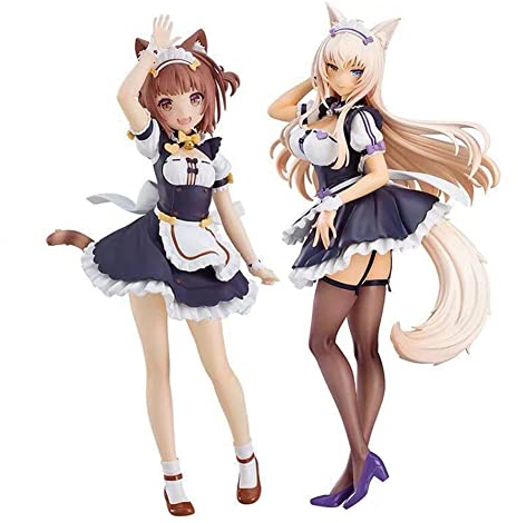 Jiumaocleu Nekopara Azuki und Kokosnuss Figur Statue, 22 cm Anime Actionfigur Modell Mädchen Cartoon Skulptur Handgemachtes Sammlerstück Spielzeug Desktop Dekoration für Fans