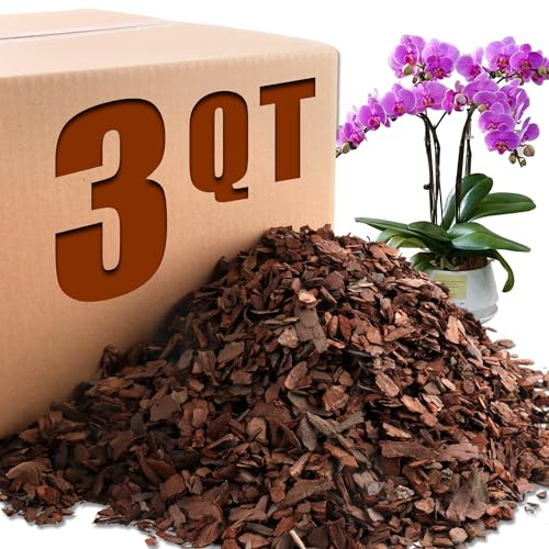 AVALUTION Orchideen-Blumenrinden-3QT Bio-Orchideenrinde für Pflanzen, natürliche Kiefernrinde, Holzspäne, Orchideenrinde, Blumenmischung für Zimmerpflanzen-Mulch, hilft Orchideenpflanzen,