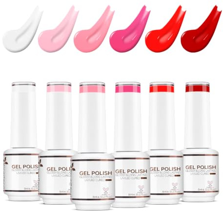 Nicedeco Valentine's Day Gel Nail Polish Set, UV/LED Gel Polish,Nail Art Manicure Pedicure for Salon & Home Use - Long Lasting & Easy to Apply 6pcs x 8ml-Kit18