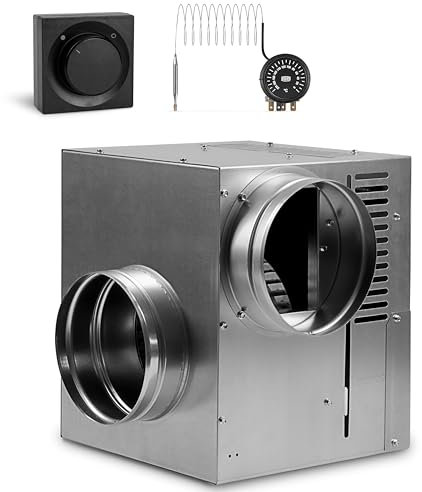 SYSTERM Ventilatore a turbina AN3 gen II, 125 mm, 990 m3/h, ventilatore ad aria calda, con termostato e regolatore di velocità a parete. (AN3 gen II, colore nero)