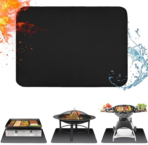 ROCKY&CHAO Base ignífuga de 61 x 79 cm, 3 capas, resistente al fuego, lámina de aluminio de fibra de vidrio, para chimenea, barbacoa, para suelo, césped, camping, cubierta