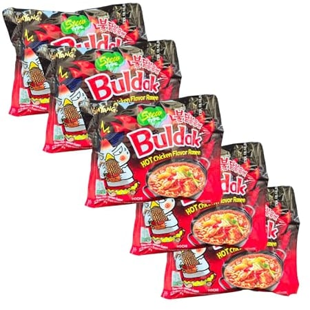Samyang Buldak Instant Nudeln HALAL mit Hot Chicken Flavour Ramen Eintopf 145g | Hot Chicken Ramen Flavour | Halal zertifiziert (5er Pack) (Hot Chicken Stew Type)