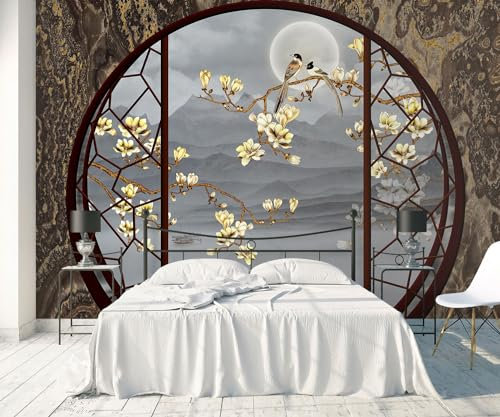 songqians Papier Peint 3D Peinture Murale 330x245cm Fleurs De Paysage Rondes Papier Peint Panoramique Tapisserie Murales Salon Chambre