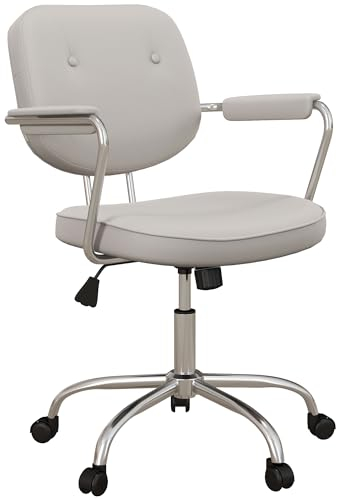 Vinsetto Bürostuhl mit Wippfunktion, Schreibtischstuhl mit Kunstlederoptik, Rollen, 82-92 cm Höhenverstellbarer Drehstuhl für Wohnzimmer, bis 120 kg Belastbar, Beige