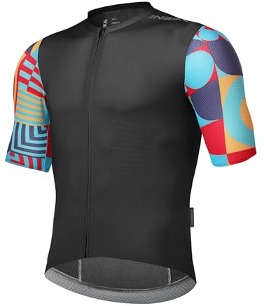 INBIKE Radtrikot Herren Kurzarm Fahrradtrikot Trikot Fahrrad Rennrad Sommer Shirt Cyling Radsport Beklediung Fahrradbekleidung Kurz Schwarz L