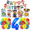 Geburtstagsdeko 4 Jahre Junge, Hund Patrol Geburtstag Deko, Luftballon 4. Geburtstag, Dog Patrol Ballons, Zahl 4 Luftballon, Happy Birthday Banner als 4 Jahre Kindergeburtstag Partydeko