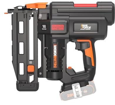WORX WX841.9 Nitro 20 V Chiodatrice senza filo calibro 16 | Chiodatrice senza fili | Pistola per chiodi alimentata a batteria con rilascio di inceppamenti senza attrezzi| PowerShare - Solo strumento