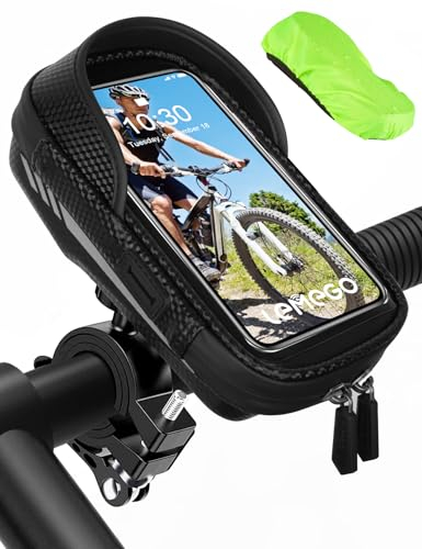 LEMEGO Fahrrad Handyhalterung Wasserdicht Motorrad Handy Halterung 360°Drehbarem Handyhalter für 4.7-6.5 Zoll Smartphone mit Regenhaube Lenkertasche Fahrradtasche Fahrradhalterung Lenker Tasche