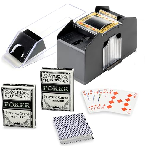 Nexos Trading Pokerzubehör 3er-Set Kartenmischer Kartengeber Bundle mit 2 Kartendecks 87 x 61 mm Poker Texas Holdem Zubehör dreiteilig