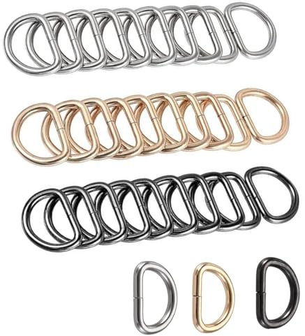 JJiaoLinin D-Ringe aus Metall,30 Stück D Ringe Schnalle Halbrunder D-Ring für Rucksack Gürtelschnallen Taschen Gürtel Handtaschen Bastelzubehör, Karabiner