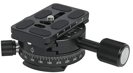SIOTI Kamerastativkopf Quick Plate Mount Adapter mit PU70 Quick Plate Adapter, kompatibel mit RRS/ARCA Kugelkopf oder jedem Stativkopf/Stativ mit 1/4 Zoll oder 3/8 Zoll Halterung (schwarzer Drehknopf)