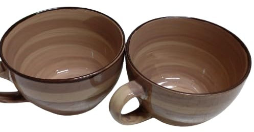 MIELIMON Set di 2 ciotole per la colazione Ciotole da zuppa in ceramica Tazza da caffè grande, tazze da zuppa con manico adatto per forno a microonde e lavastoviglie per cereali dessert insalata tè