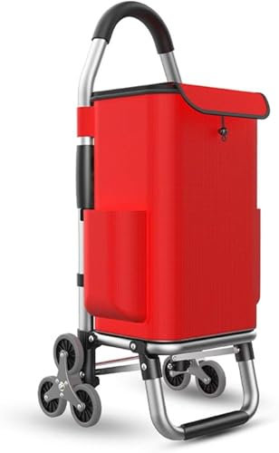LIJBDDM Carrello della spesa pieghevole a 3 ruote, carrello per salire le scale, utilizzato come carrello della spesa, carrello della spesa, carrello della lavanderia e montascale (colore: rosso)