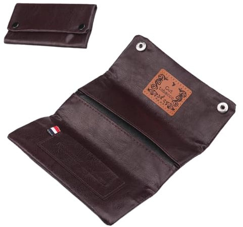 PROMOTEUP Porta Tabacco in Pelle PU con Bottoni Magnetici, Astuccio Rigido per Tabacco, Cartine e Filtri, Regalo per Uomo e Donna, Design Elegante e Pratico（Marrone）