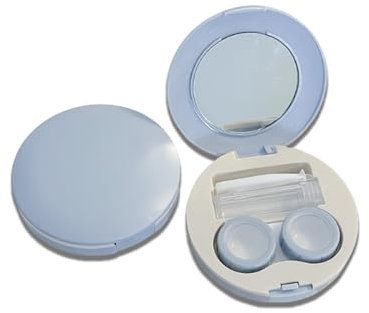 Desuibao 2 Pack Travel Contact Lens Case Kit Leak Proof, Cute Eye Contact Case with Mirror Tweezers Remover Tool Solution Bottle, Portable Daily Contact Lens Holder Storage Box for Outdoor (Blue)