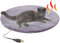 YNTOXIN Pet Heating Pad Electric Mattress Blanket for Dog/Cat Waterproof Constant Heating 28℃/82℉ Soft Warm Bed 40cm in Diameter Round Heated Mat with Chew Resistant USB Cable Gray