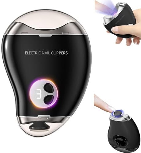 DarkSwan Elektrischer Nagelknipser, 2 in 1 Elektrische Nagelfeile, USB Aufladbare Nagelknipser Elektrisch mit Auffangbehälter für Frauen, Männer, Senioren, Kinder, Schwarz