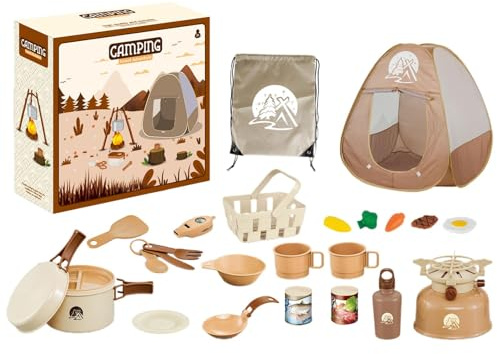 Tewzafiya Camping Set für Kinder, Outdoor Camping Spielzeug - Camping Werkzeuge Küche Werkzeuge Spielzeug - Realistisches Spielzeugset