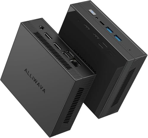 ALLIWAVA GX55 Mini PC N5105 2.9GHz 8GB RAM 256GB SSD M.2 Micro Desktop Computer, 4K UHD, WiFi, Gigabit Ethernet, HDMI X 2 & USB-C for Business, Home Cinema, W11 Pro