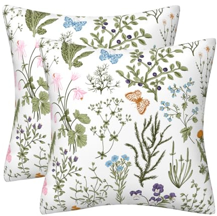 DILOXNSU 2er Set Kissenbezug 40 x 40 cm Salbei Grün Floral Zierkissen Weichen Samt Dekokissen Kissenhülle Quadrat Kissenbezüge für Sofa Bett Couch Deko Kissen Garten Wohnzimmer Sofakissen