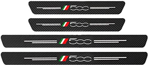 KLHYWEN 4 Pezzi Battitacco Auto in Fibra di Carbonio per Fi-at, Adesivi del Protezione del Battiscopa del Davanzale della Porta Car Styling Accessori,500 White