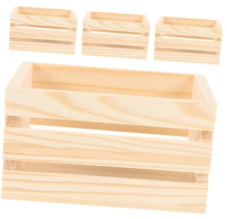 GARIOUANS 4Er Set Miniatur Holz Kisten Für Puppenhaus Küche Aufbewahrungskörbe Aus Holz Vielseitiges Puppenhaus Zubehör Für Miniatur Dekoration Und Spielküche