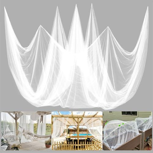 Wbesty Zanzariera per terrazza e giardino, rete traspirante, per piante, alberi, tende all'aperto, protezione fai da te, taglio libero, bianco, 2,4 x 6 m
