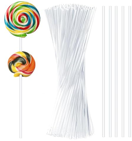 100 Pcs Cake Pop Sticks – 15 cm Clear Acrylic Lollipop Sticks for Cake Pops, Lollipops, Cookies, Chocolates & Desserts