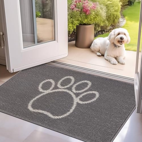 Cekene Door Mat Indoor Outdoor Grey 60x90cm Washable Rubber Doormats Non-Slip Entrance Floor Mats Absorbent Dirt Trapper Low Profile Floor Rug for Front Door Kitchen Bedroom