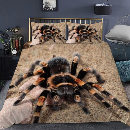 SJSXWQN Bettwäsche 135x200 Vogelspinne Bettwäsche-Set mit Reißverschluss Schließung für Kinder Mädchen Weicher Atmungsaktive Mikrofaser Bettbezug + 2 Kopfkissenbezug 80x80 cm