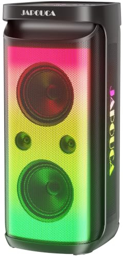 JAPOUCA 400W Peak Bluetooth Party Speaker 105dB Loud with Deep Bass | LED Lights Features BT5.3 Mic Guitar Inputs Plus Bass/Treble/Echo Controls Portable Powerful for All Gatherings and Parties