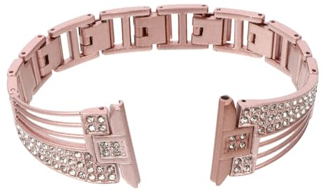 LIFKICH Diamantbesetztes Edelstahlarmband Kompatibel mit Fitbit 2 Smartwatch Damen Roségold Elegant für Feier und Events Sicherer Verschluss
